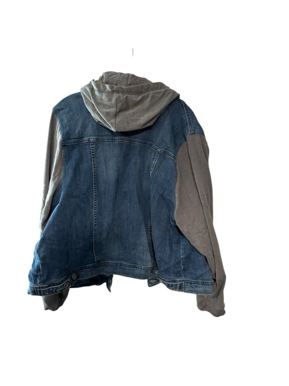 Torrid Denim & Terry Hooded Crop Trucker Jean Jacket Stretchy Plus Size 4X 26 - Picture 7 of 9